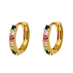 BLUES HUE MULTICOLOR FAUX DIAMOND STUDDED HOOP SET